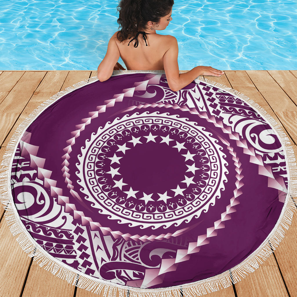 Cook Islands Gospel Day Beach Blanket Maroon Tribal Curves