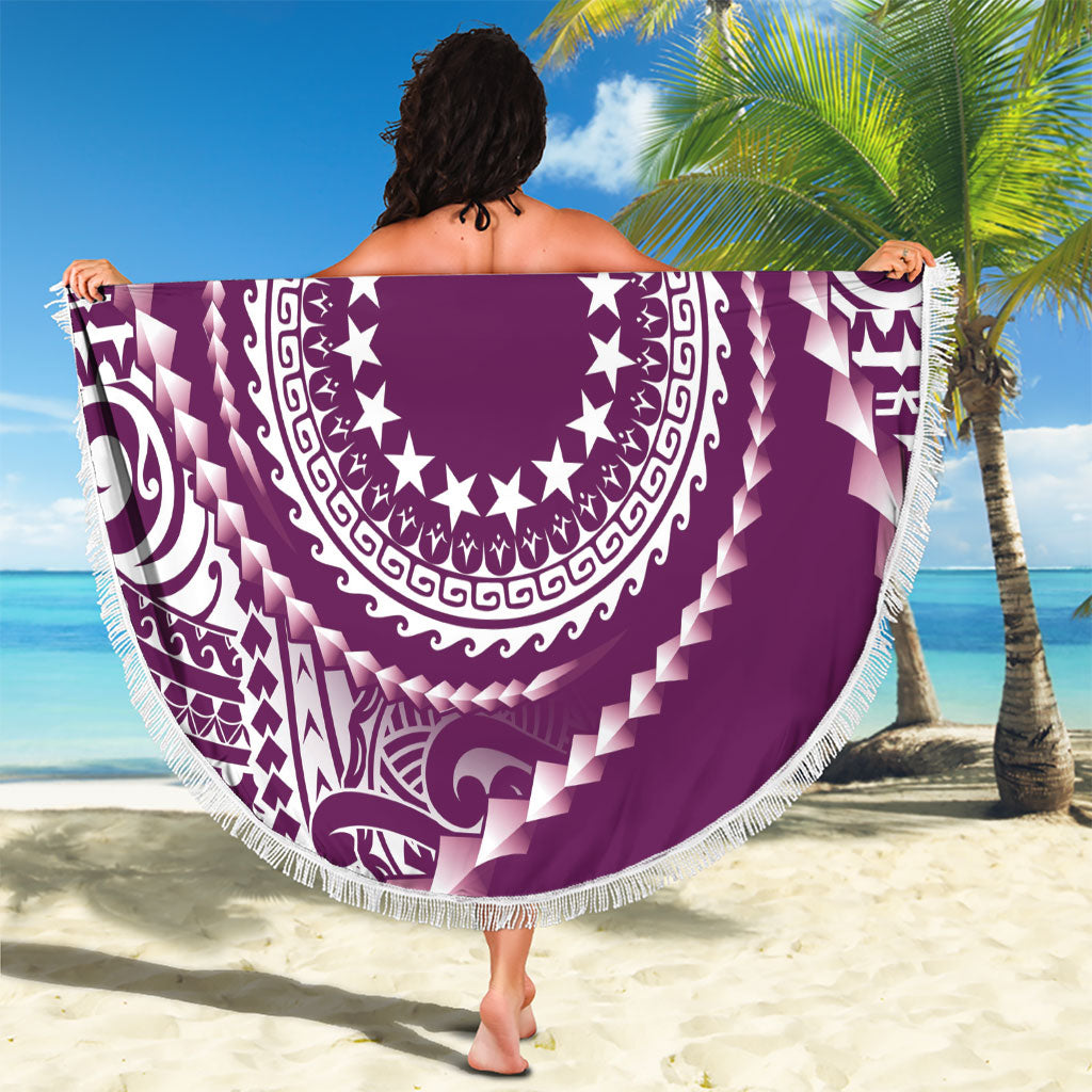 Cook Islands Gospel Day Beach Blanket Maroon Tribal Curves
