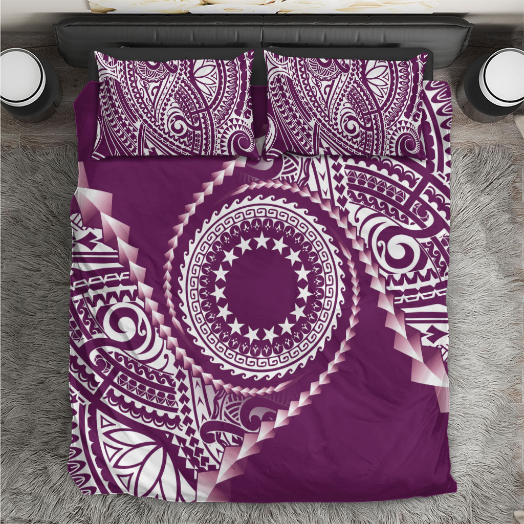 Cook Islands Gospel Day Bedding Set Maroon Tribal Curves