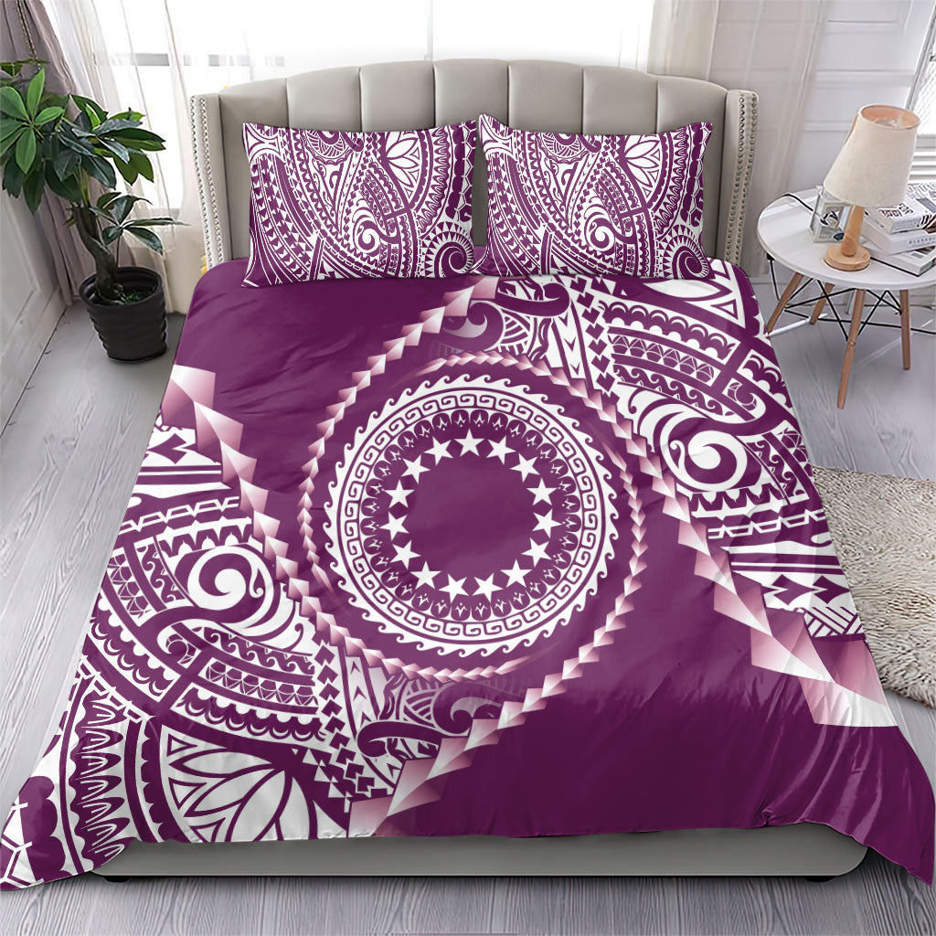 Cook Islands Gospel Day Bedding Set Maroon Tribal Curves