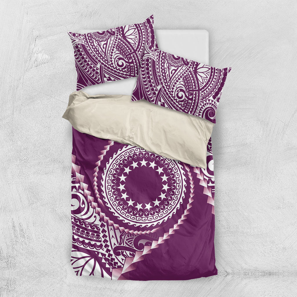 Cook Islands Gospel Day Bedding Set Maroon Tribal Curves