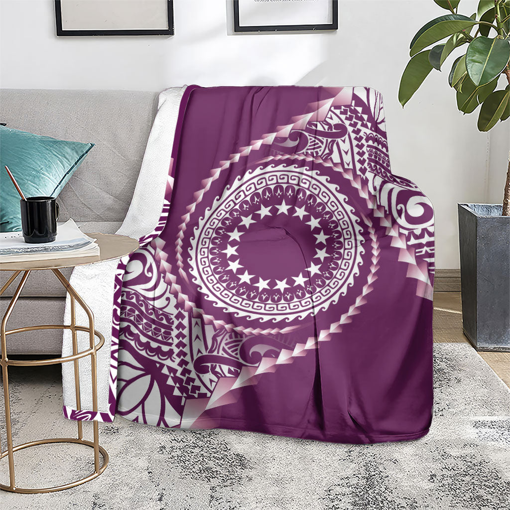 Cook Islands Gospel Day Blanket Maroon Tribal Curves