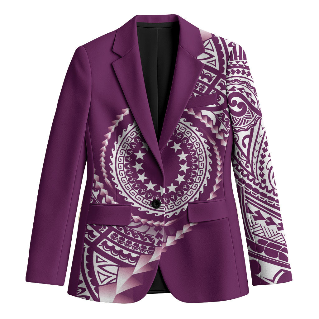 Cook Islands Gospel Day Blazer Maroon Tribal Curves