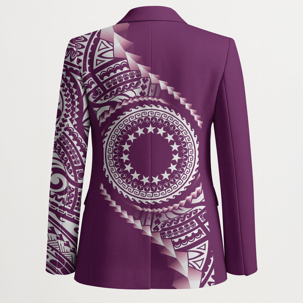 Cook Islands Gospel Day Blazer Maroon Tribal Curves