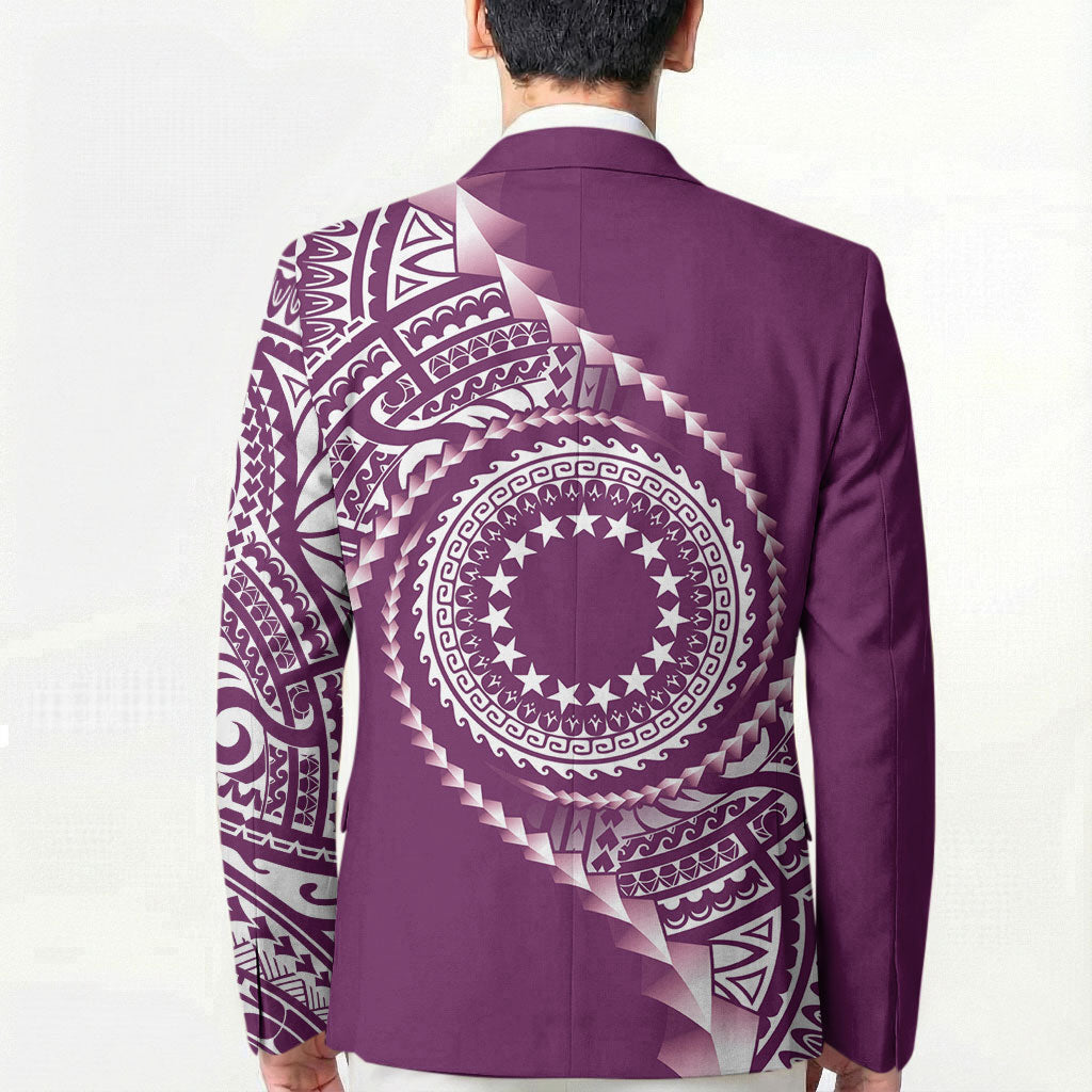 Cook Islands Gospel Day Blazer Maroon Tribal Curves