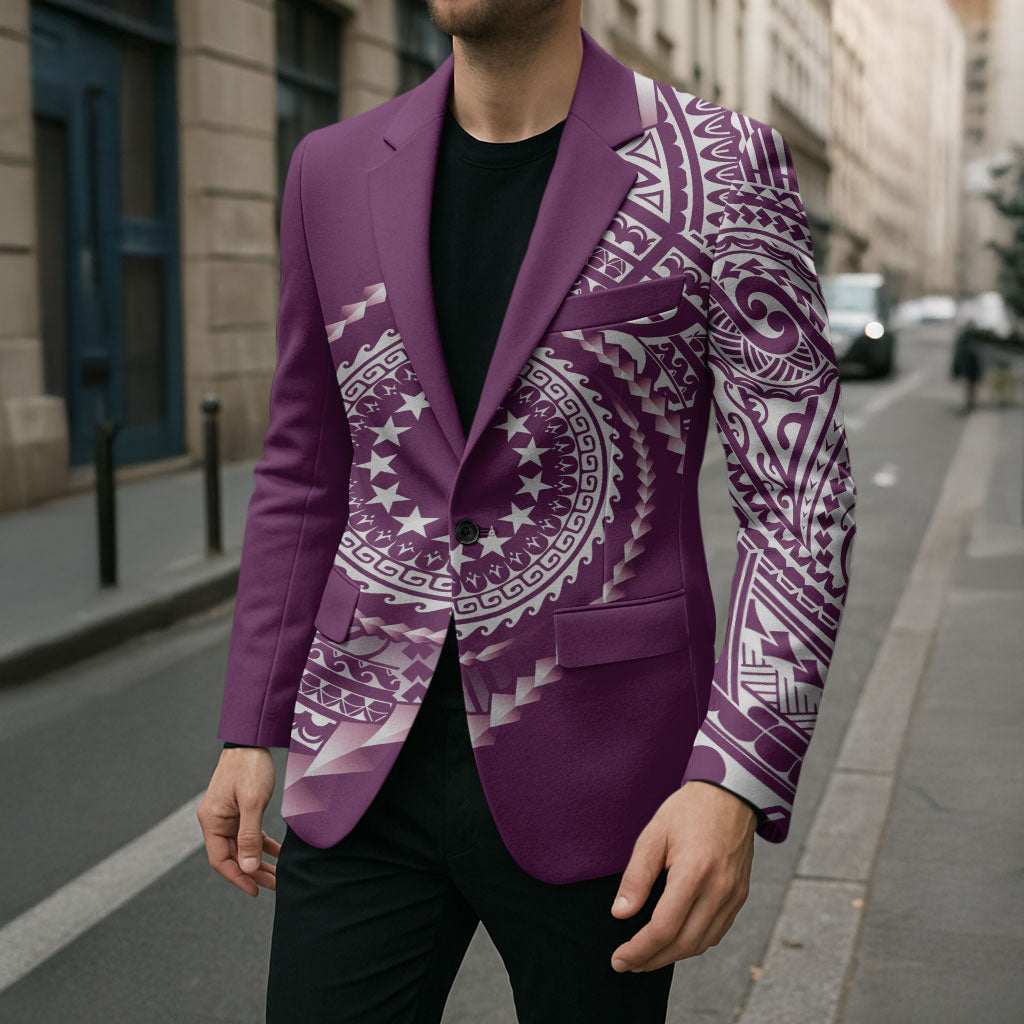 Cook Islands Gospel Day Blazer Maroon Tribal Curves