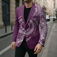 Cook Islands Gospel Day Blazer Maroon Tribal Curves