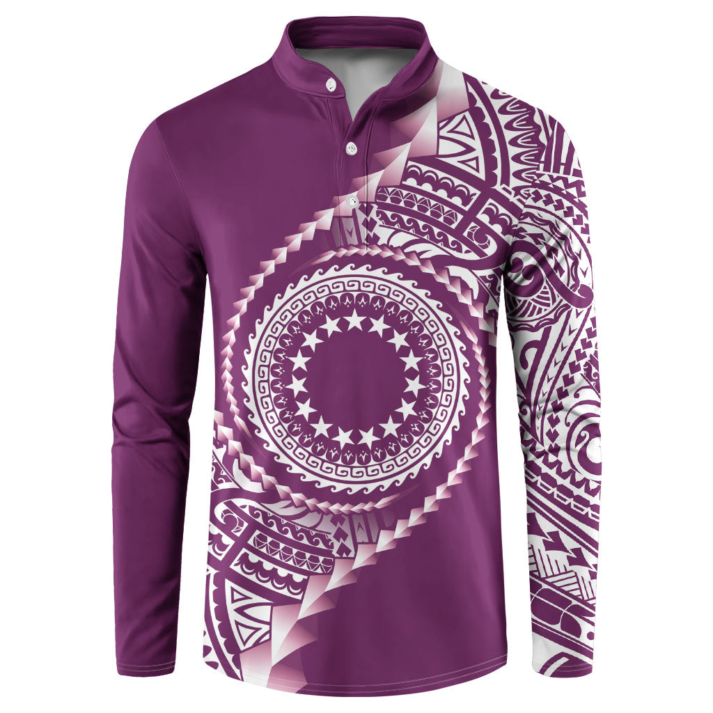 Cook Islands Gospel Day Button Sweatshirt Maroon Tribal Curves