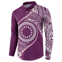 Cook Islands Gospel Day Button Sweatshirt Maroon Tribal Curves