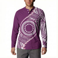 Cook Islands Gospel Day Button Sweatshirt Maroon Tribal Curves
