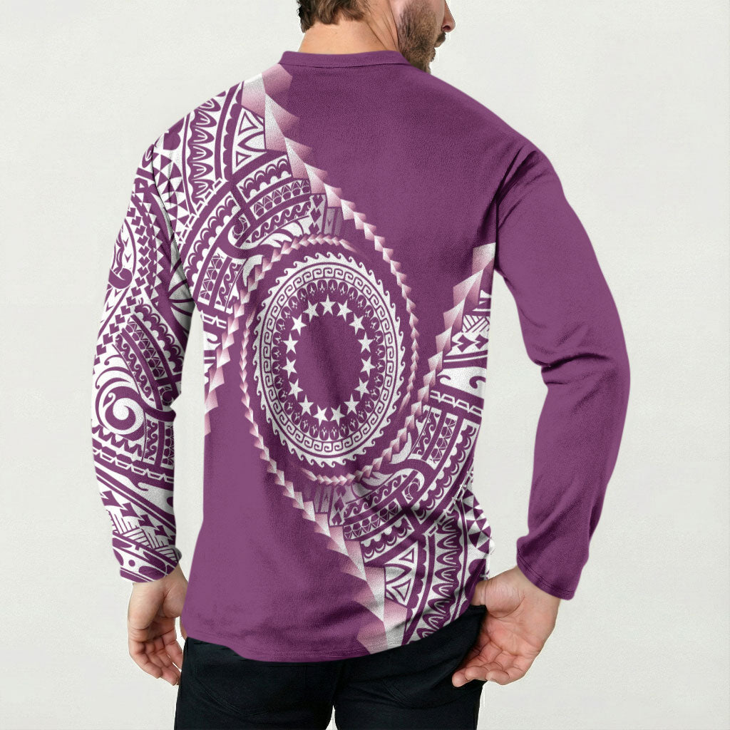 Cook Islands Gospel Day Button Sweatshirt Maroon Tribal Curves