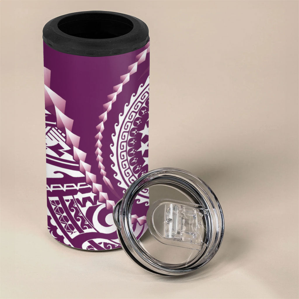Cook Islands Gospel Day 4 in 1 Can Cooler Tumbler Maroon Tribal Curves