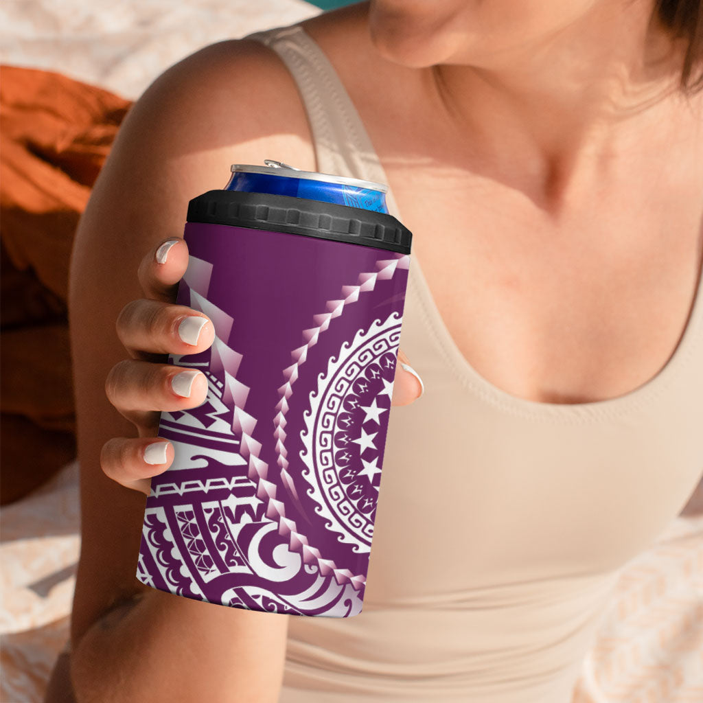 Cook Islands Gospel Day 4 in 1 Can Cooler Tumbler Maroon Tribal Curves