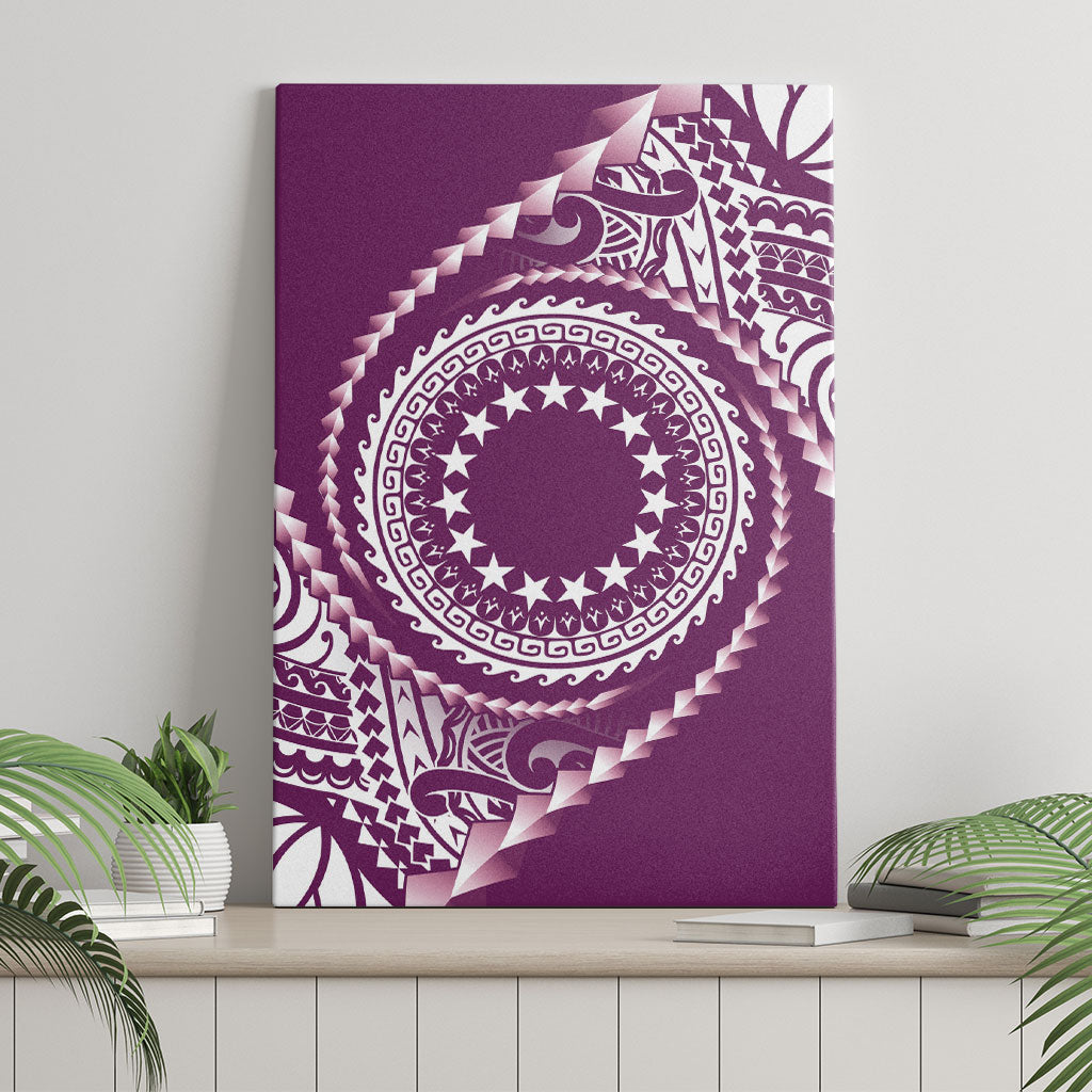 Cook Islands Gospel Day Canvas Wall Art Maroon Tribal Curves