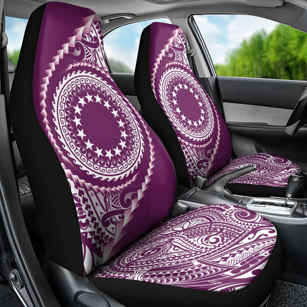 Cook Islands Gospel Day Car Seat Cover Maroon Tribal Curves