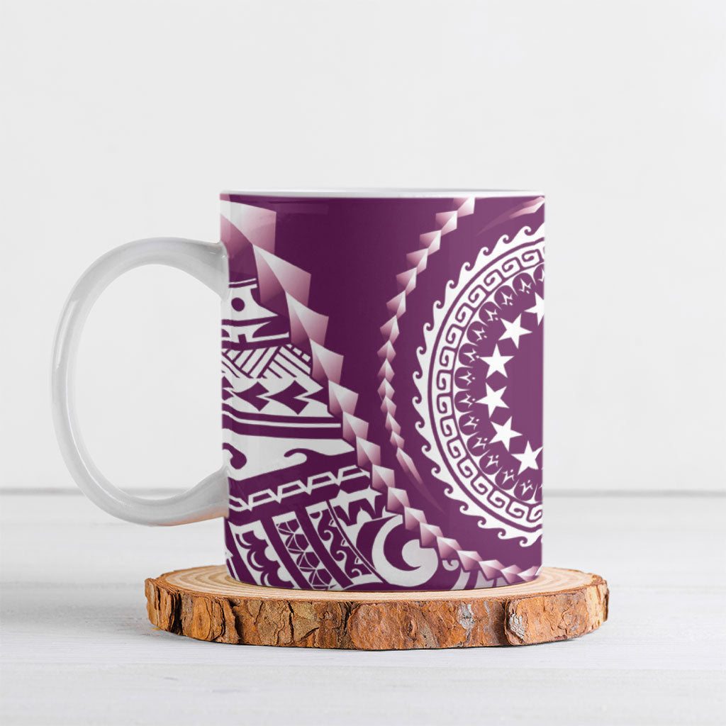 Cook Islands Gospel Day Ceramic Mug Maroon Tribal Curves