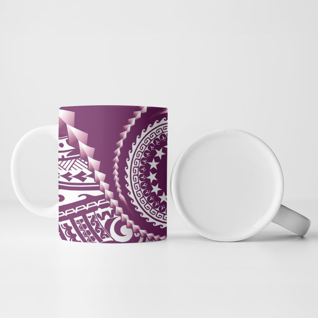 Cook Islands Gospel Day Ceramic Mug Maroon Tribal Curves