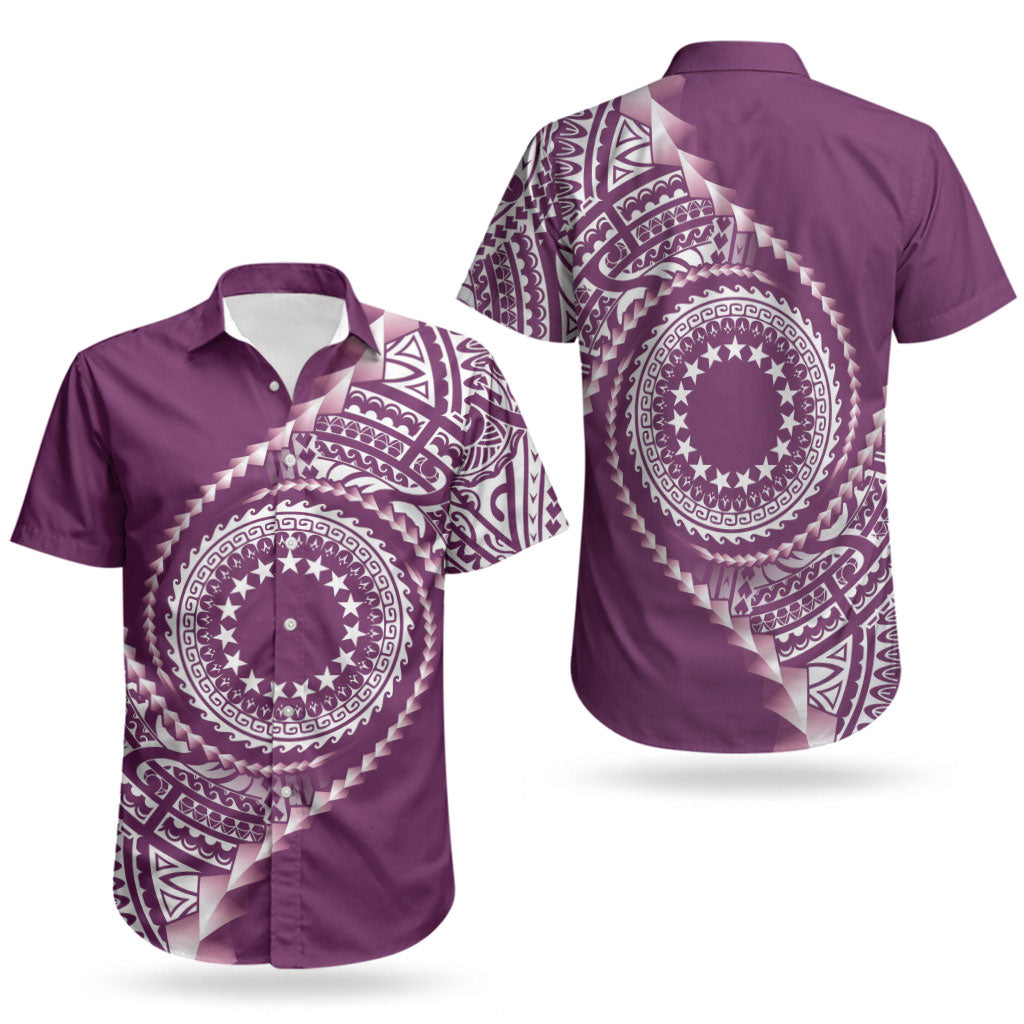 Cook Islands Gospel Day Couples Matching Off Shoulder Maxi Dress and Hawaiian Shirt Maroon Tribal Curves