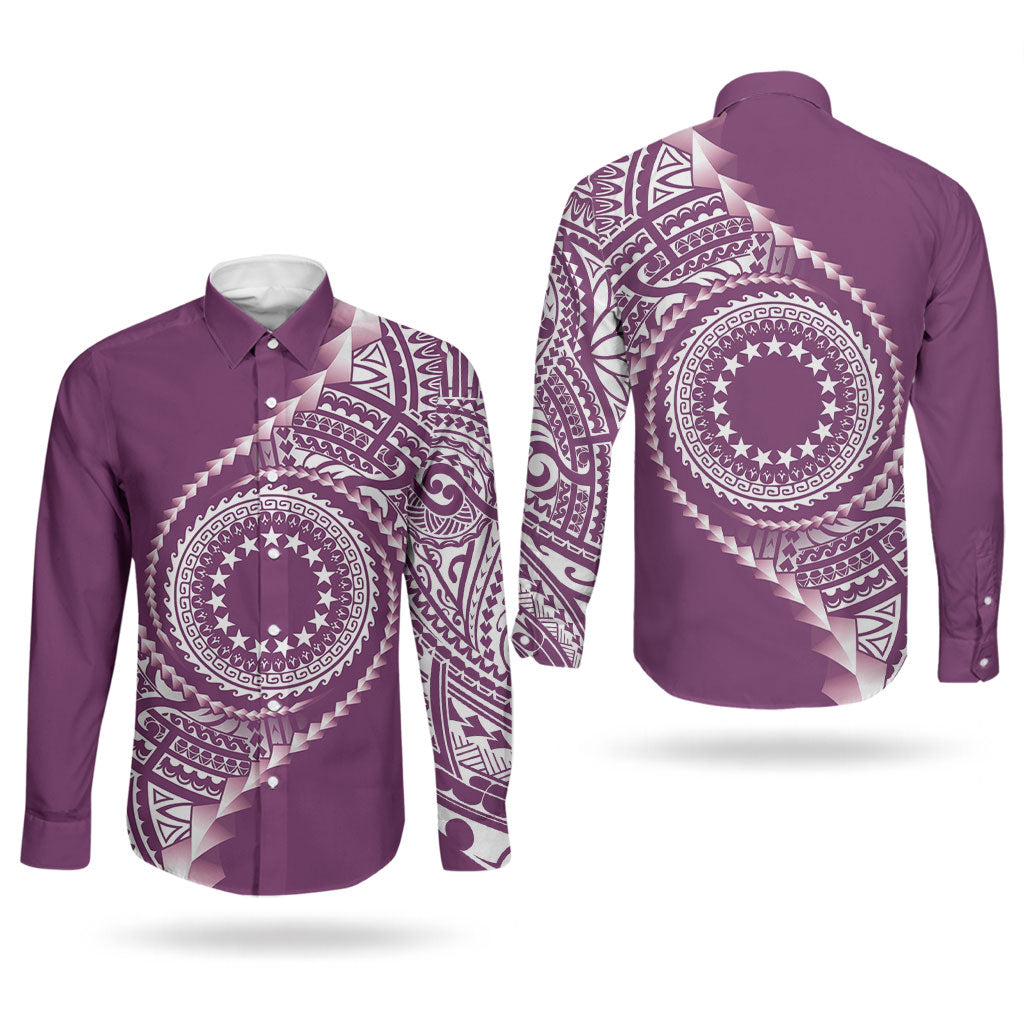 Cook Islands Gospel Day Couples Matching Short Sleeve Bodycon Dress and Long Sleeve Button Shirt Maroon Tribal Curves