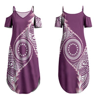 Cook Islands Gospel Day Couples Matching Summer Maxi Dress and Hawaiian Shirt Maroon Tribal Curves