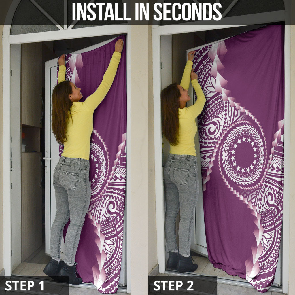 Cook Islands Gospel Day Door Cover Maroon Tribal Curves