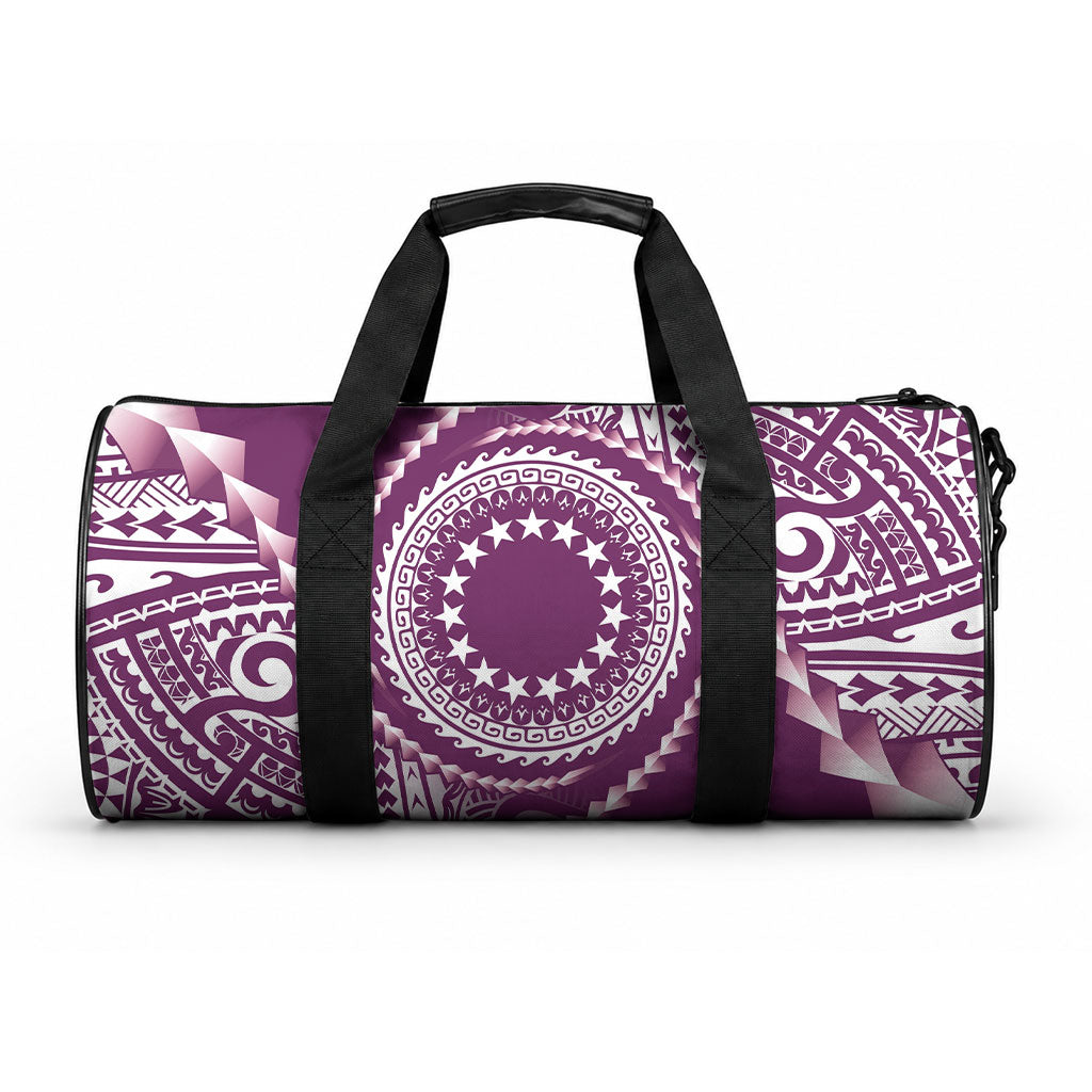 Cook Islands Gospel Day Duffle Bag Maroon Tribal Curves