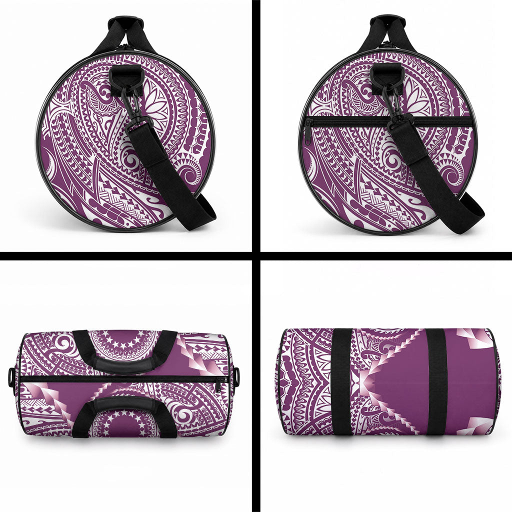 Cook Islands Gospel Day Duffle Bag Maroon Tribal Curves