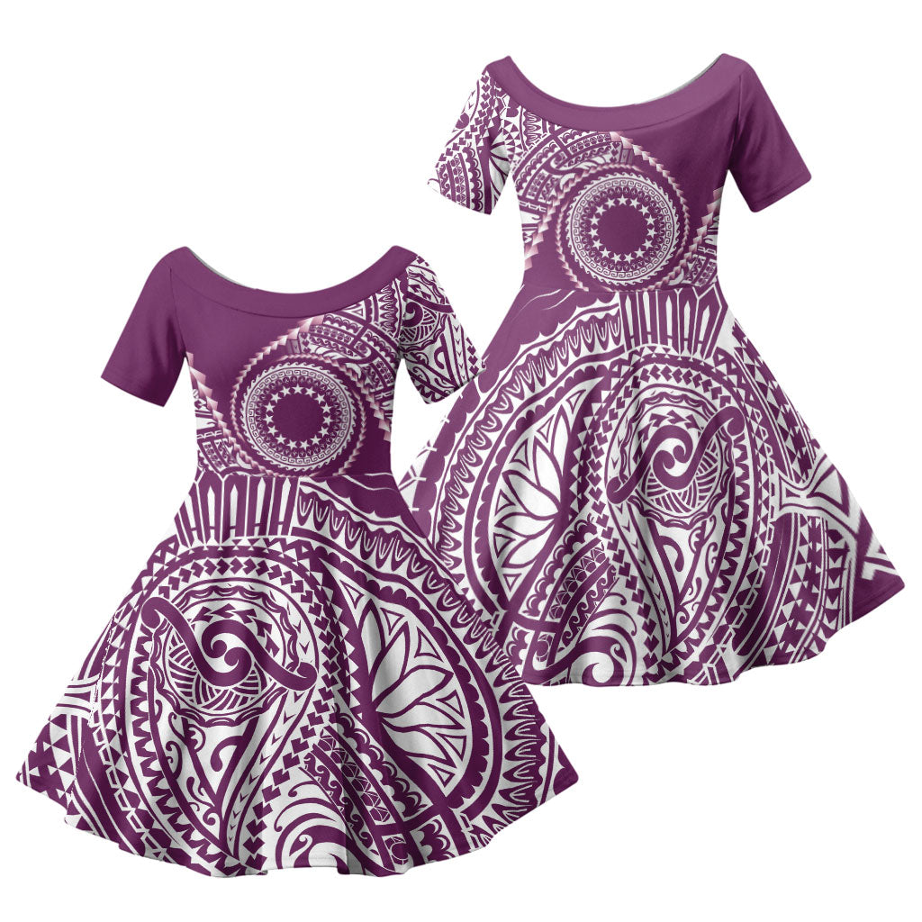 Cook Islands Gospel Day Family Matching Long Sleeve Bodycon Dress and Hawaiian Shirt Maroon Tribal Curves