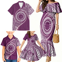 Cook Islands Gospel Day Family Matching Mermaid Dress and Hawaiian Shirt Maroon Tribal Curves