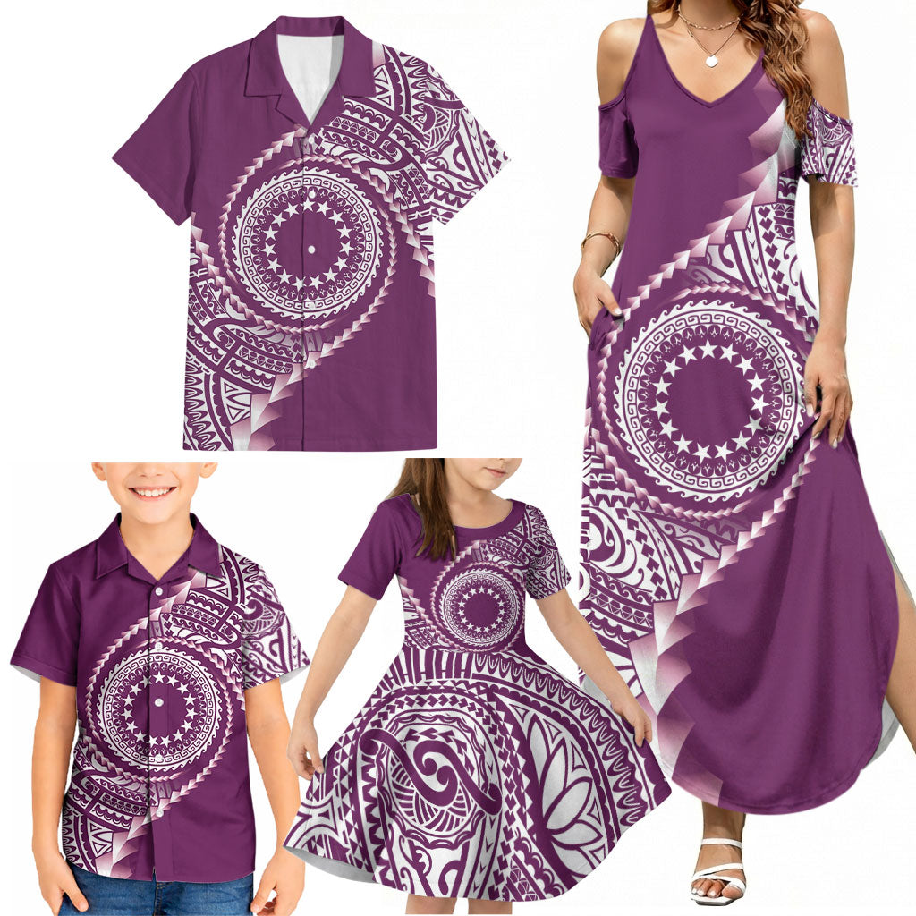 Cook Islands Gospel Day Family Matching Summer Maxi Dress and Hawaiian Shirt Maroon Tribal Curves
