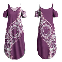 Cook Islands Gospel Day Family Matching Summer Maxi Dress and Hawaiian Shirt Maroon Tribal Curves