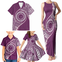 Cook Islands Gospel Day Family Matching Tank Maxi Dress and Hawaiian Shirt Maroon Tribal Curves