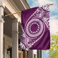 Cook Islands Gospel Day Garden Flag Maroon Tribal Curves