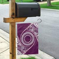 Cook Islands Gospel Day Garden Flag Maroon Tribal Curves