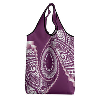 Cook Islands Gospel Day Grocery Bag Maroon Tribal Curves