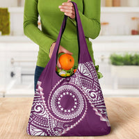 Cook Islands Gospel Day Grocery Bag Maroon Tribal Curves