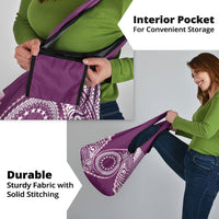 Cook Islands Gospel Day Grocery Bag Maroon Tribal Curves