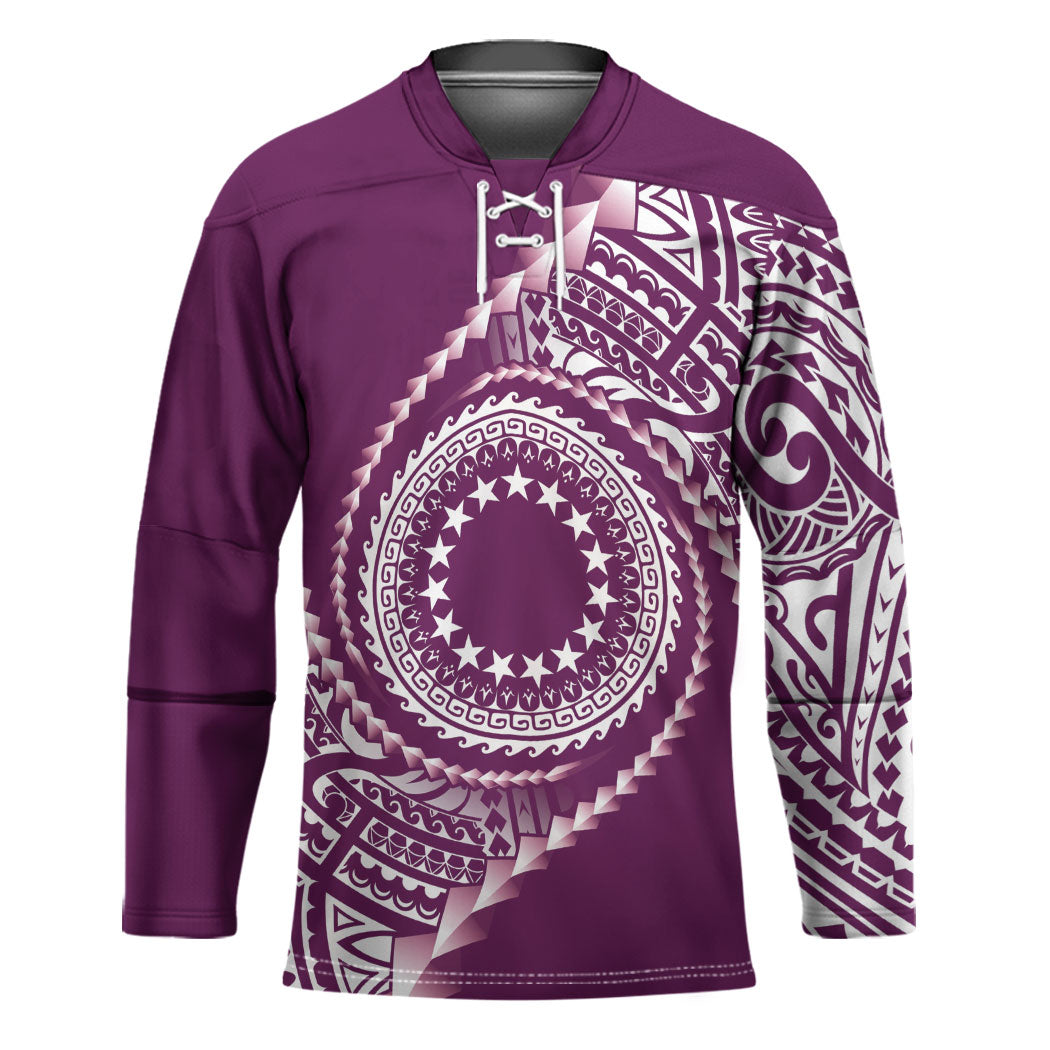 Cook Islands Gospel Day Hockey Jersey Maroon Tribal Curves LT05 Unisex Maroon - Polynesian Pride