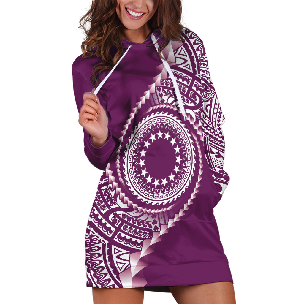 Cook Islands Gospel Day Hoodie Dress Maroon Tribal Curves
