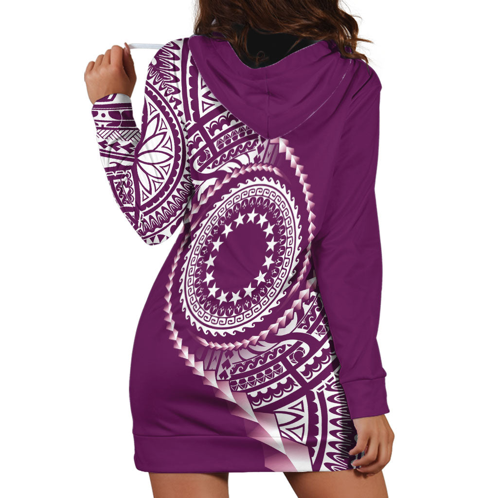 Cook Islands Gospel Day Hoodie Dress Maroon Tribal Curves