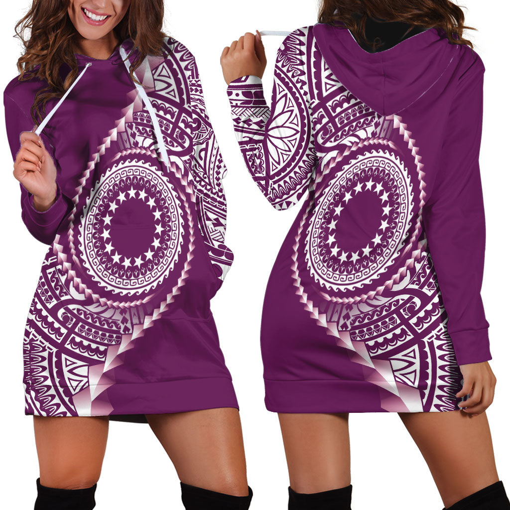 Cook Islands Gospel Day Hoodie Dress Maroon Tribal Curves