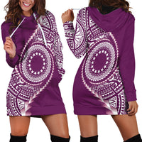 Cook Islands Gospel Day Hoodie Dress Maroon Tribal Curves