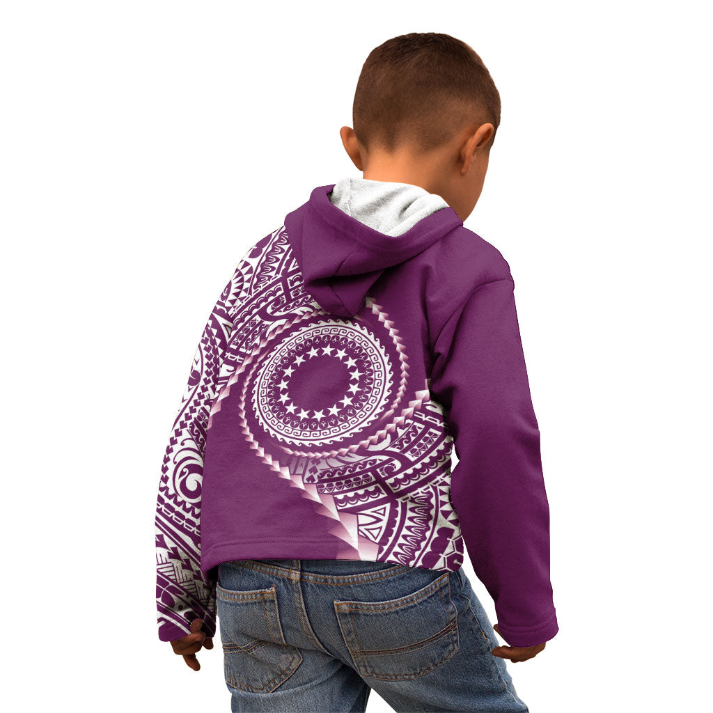 Cook Islands Gospel Day Kid Hoodie Maroon Tribal Curves