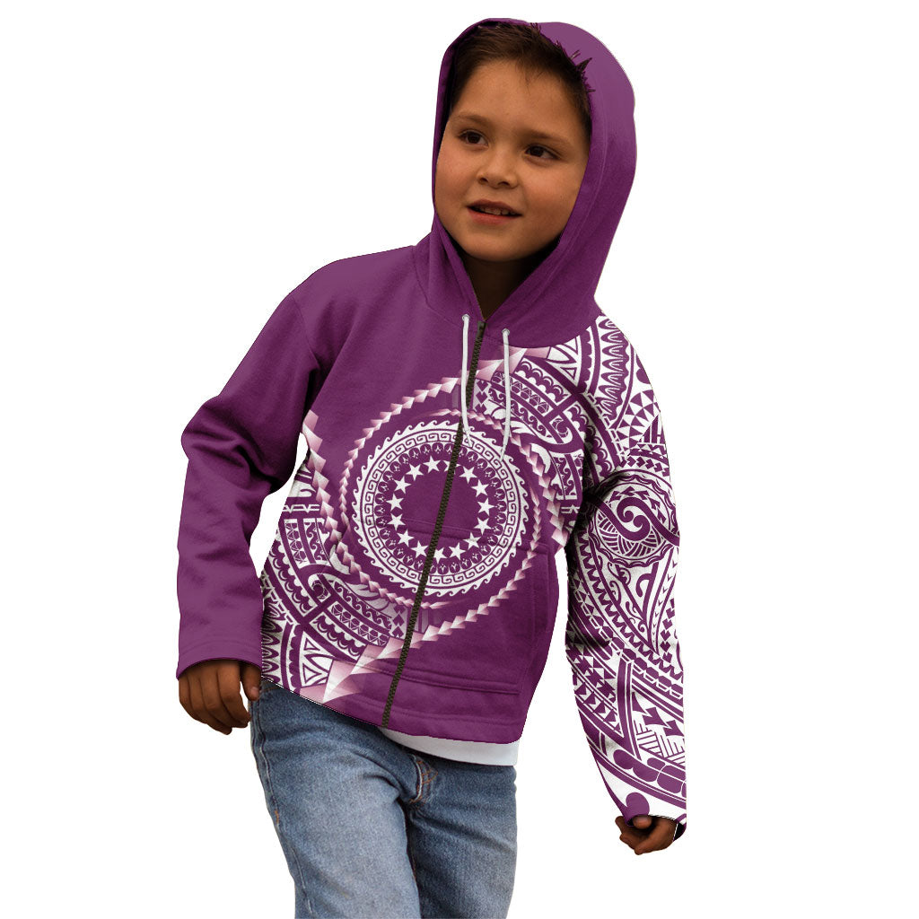 Cook Islands Gospel Day Kid Hoodie Maroon Tribal Curves
