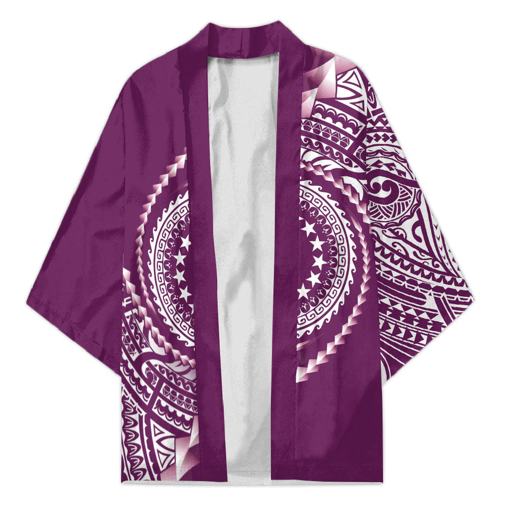 Cook Islands Gospel Day Kimono Maroon Tribal Curves