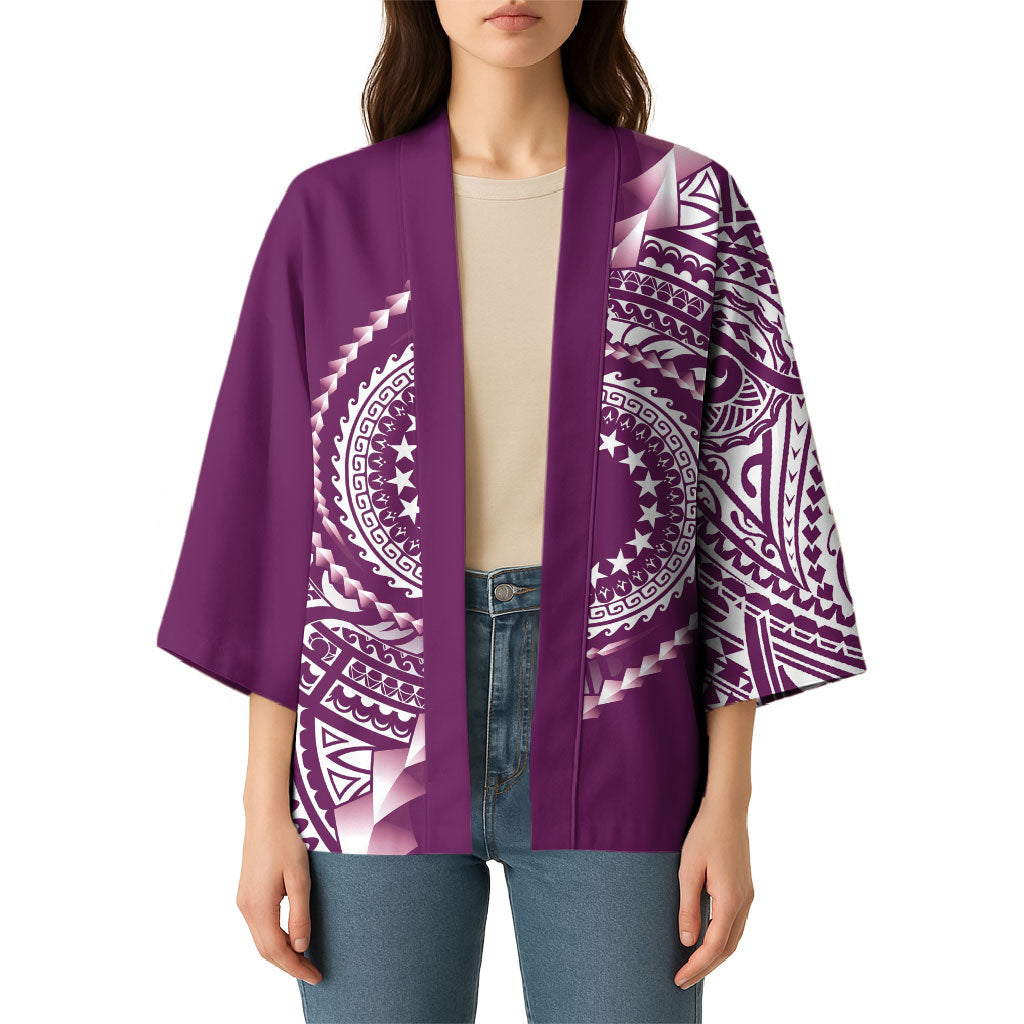 Cook Islands Gospel Day Kimono Maroon Tribal Curves