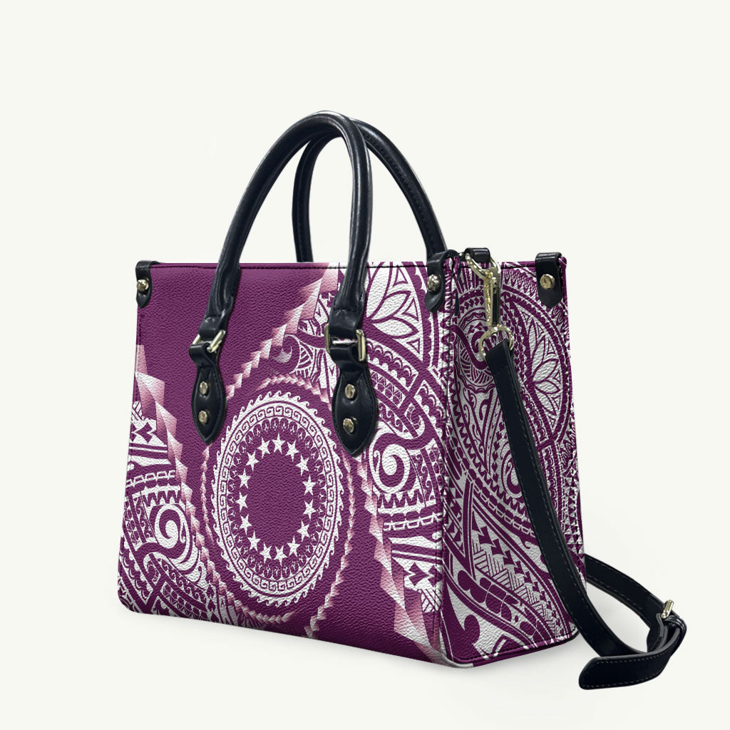 Cook Islands Gospel Day Leather Bag Maroon Tribal Curves
