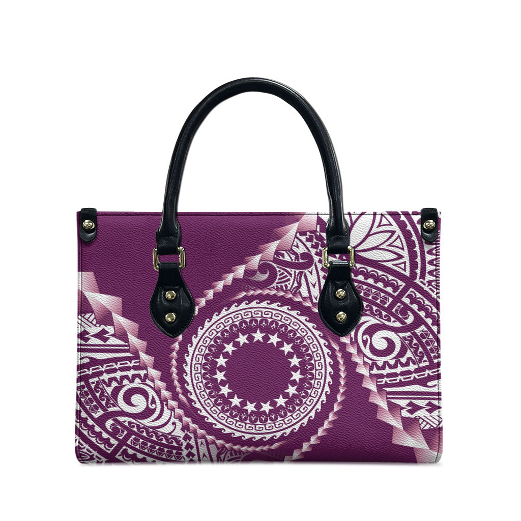 Cook Islands Gospel Day Leather Bag Maroon Tribal Curves