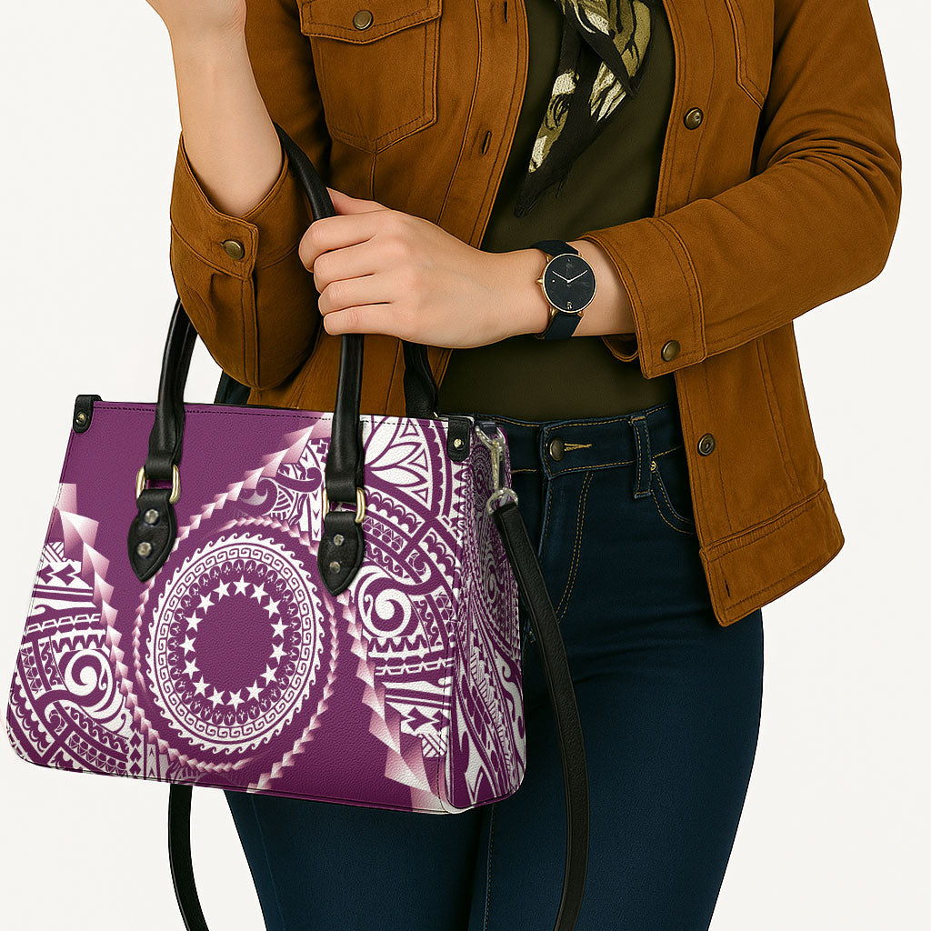 Cook Islands Gospel Day Leather Bag Maroon Tribal Curves