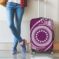 Cook Islands Gospel Day Luggage Cover Maroon Tribal Curves